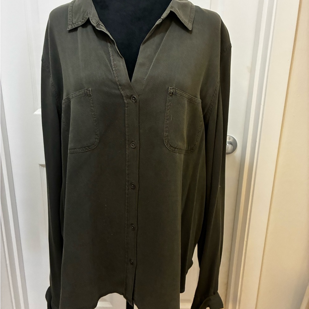 Olive Green Button-Up Shirt
